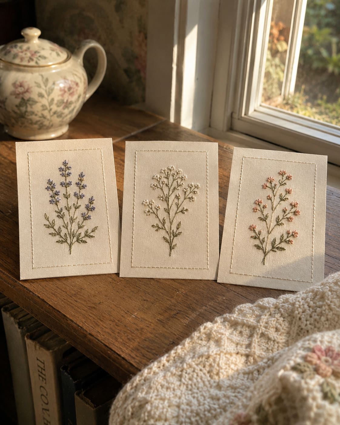 Three embroidery cards